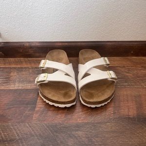 Basically new White Birkenstock Criss-cross sandals